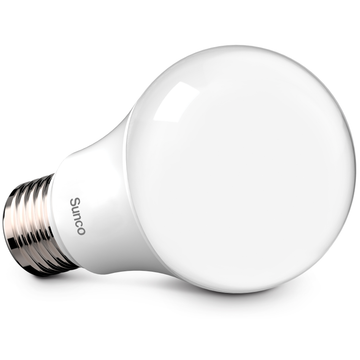 When you reduce your power consumption by using low watt LED light bulbs instead of high watt incandescent bulbs, you can lower your power bill. Sunco’s A19 9W LED Bulb is a 60W equivalent. 9W=60W is a lot of power savings. It can add up when you have multiple table lamps in your living room or desk lamps in an office. This image shows the non-dimmable A19 LED bulb on its size to show off its standard a series light bulb shape.